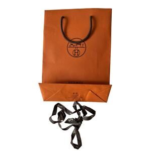Hermes Empty Orange 11 3/8' X 8 1/4" X 3 3/8"Gift Paper Bag